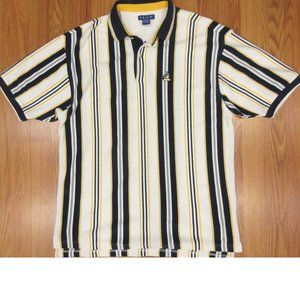 VTG IZOD REGULAR FIT SHIRT PIQUE KNIT 100% COTTON STRIPED Sz LARGE, L